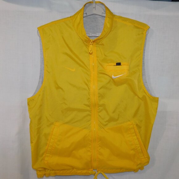 Vintage 90s Nike Yellow Gray Reversible Mens XL Full Zip Vest - Picture 1 of 13
